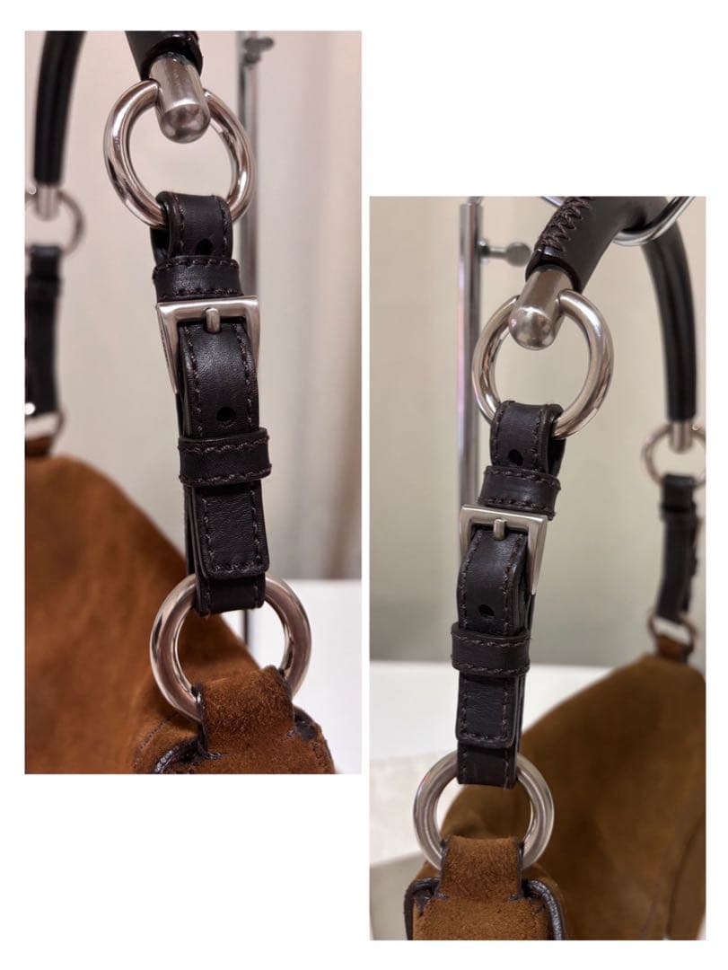 PRADA プラダ スウェード ワンハンドルバッグ ハンドバッグ ブラウン