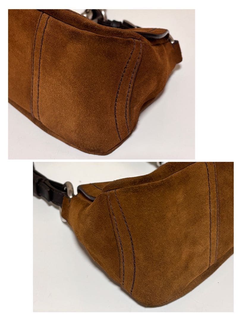 PRADA プラダ スウェード ワンハンドルバッグ ハンドバッグ ブラウン