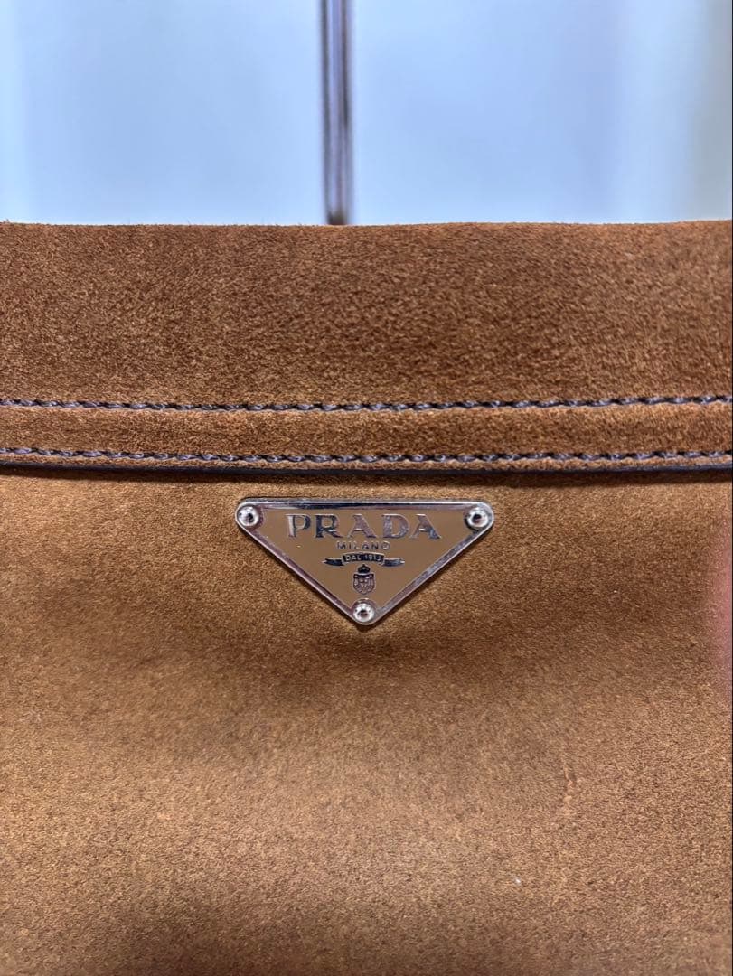 PRADA プラダ スウェード ワンハンドルバッグ ハンドバッグ ブラウン