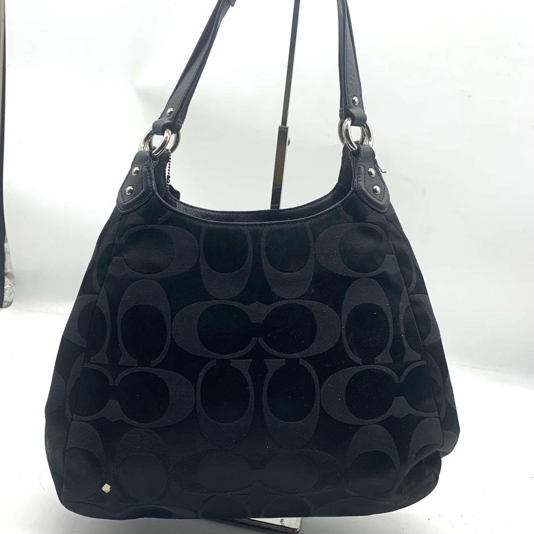 コーチ　ショルダーバッグ　ナイロン　ワンショルダー　バッグ　総柄　黒
