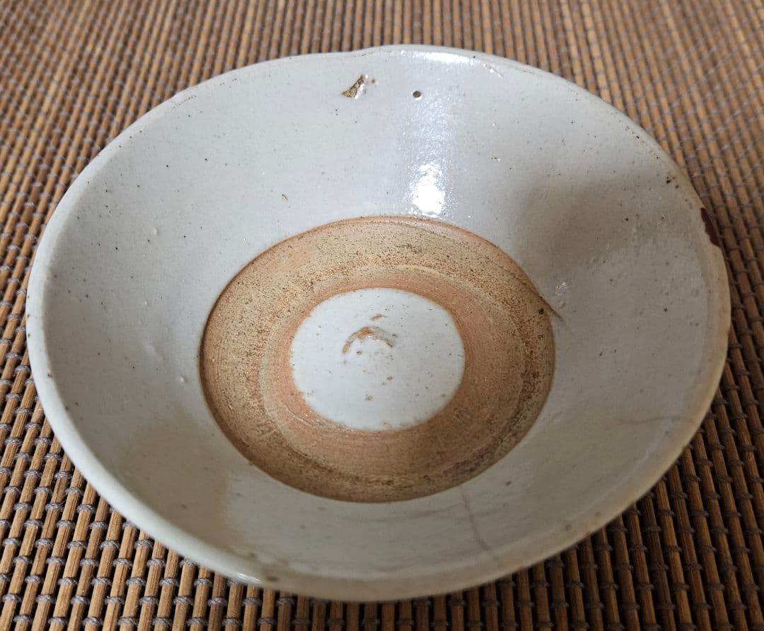 中国古美術】古玩　明代　南方系　青花　古染付　花図　茶碗　古安南　荒木高麗茶碗