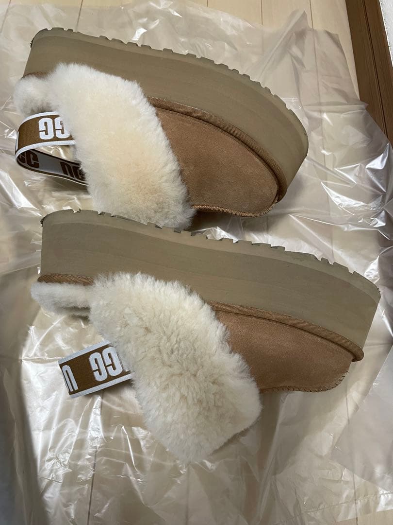 ugg ファンケット　24cm 厚底　ムートン　スリッポン　チェスナット