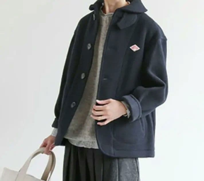 【美品】DANTON ダントン ウールモッサコート ネイビー