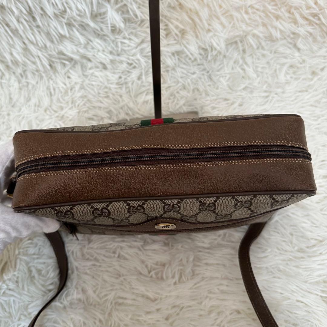 値下げ 紙タグ グッチ シェリーライン GGキャンバス レザー ショルダーバッグ