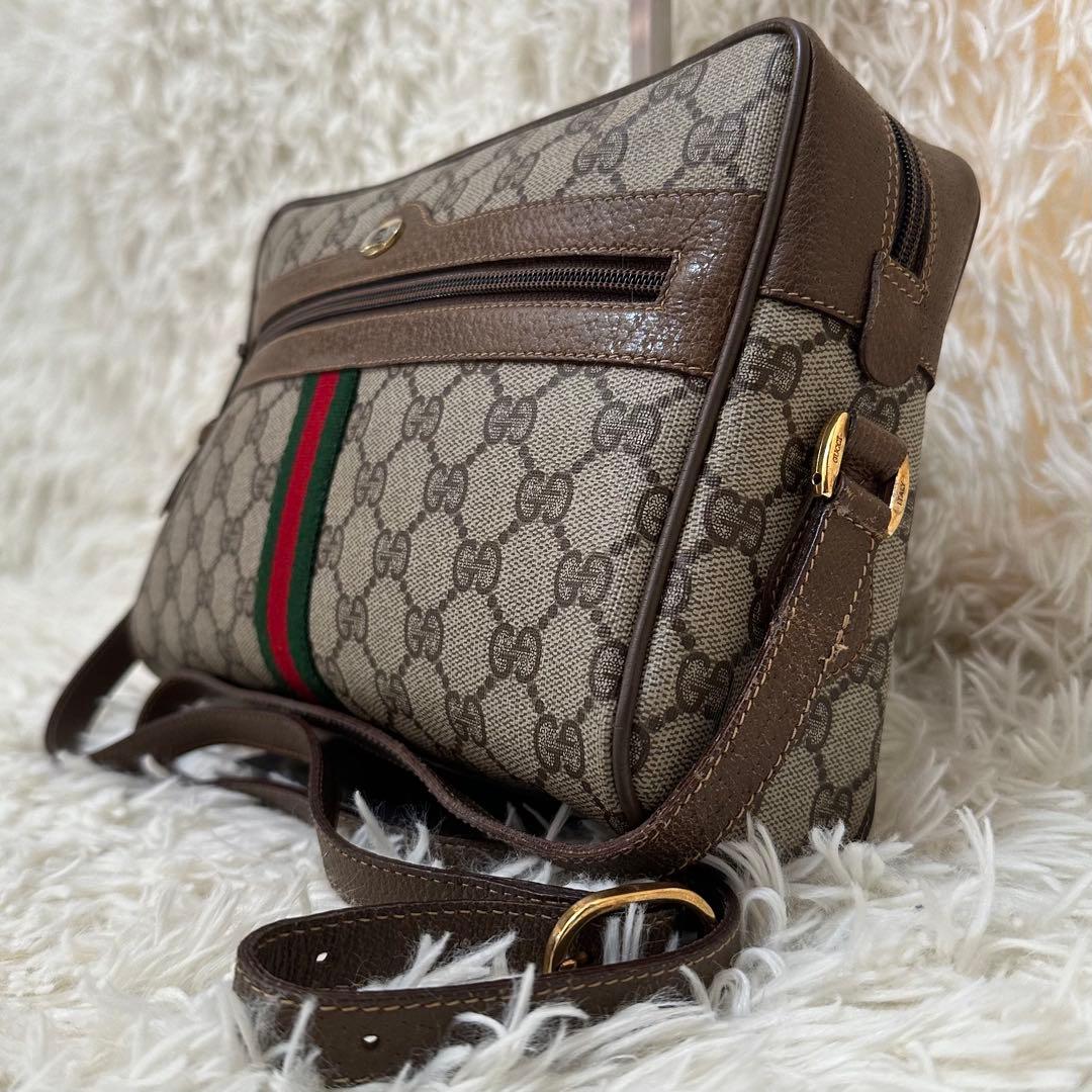 値下げ 紙タグ グッチ シェリーライン GGキャンバス レザー ショルダーバッグ