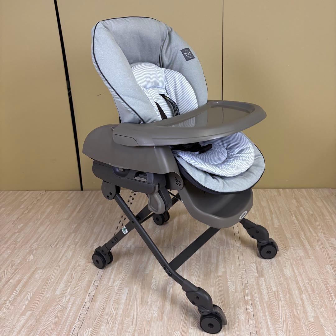 極上クリーニング済　☆超美品☆　コンビ　ハイローベッド＆チェア　ネムリラ　グレー