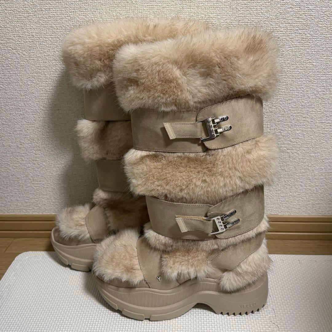 YELLO MOJU LONG BOOTS ベージュ Mサイズ