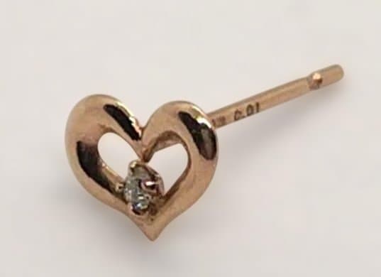 片耳　クレージュCourreges K18ダイヤハートの2wayピアス