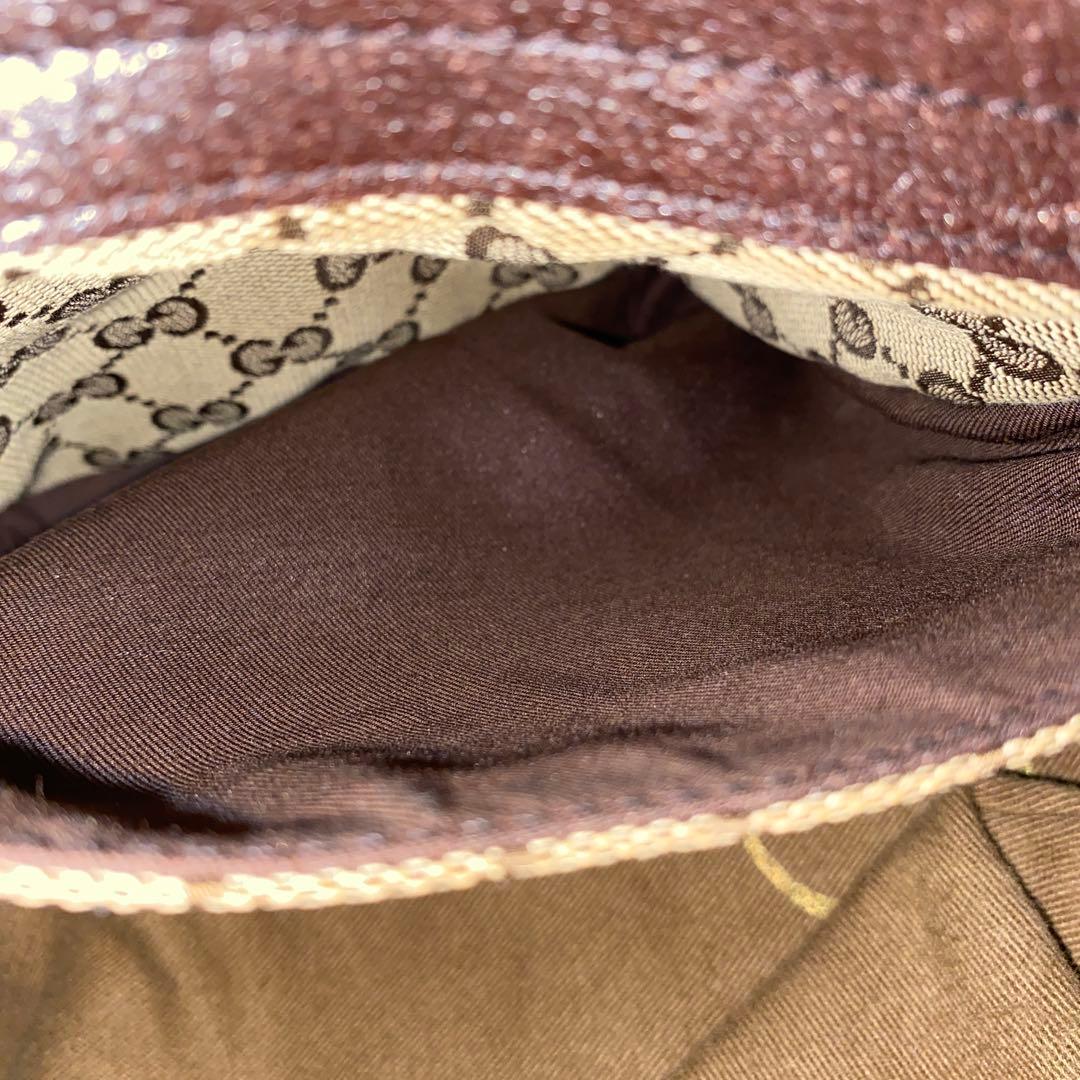 値下げGUCCI GGキャンバス ロゴ　シェリーライン レザー ショルダーバッグ