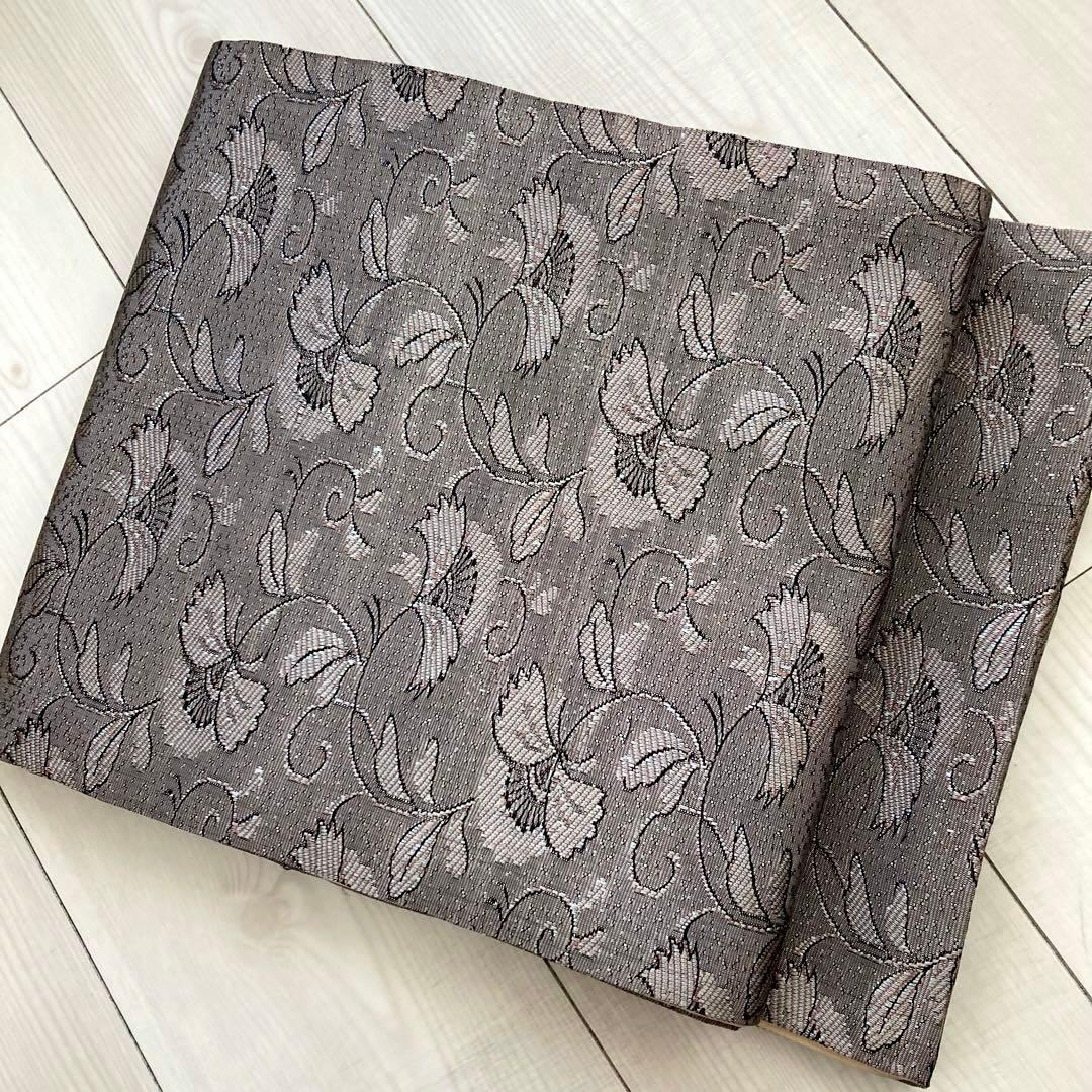 イハナ アンティーク京袋帯・昼夜帯　レトロな花模様　花唐草グ正絹　N-26