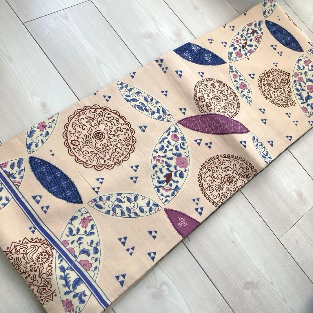 イハナ アンティーク京袋帯・昼夜帯　レトロな花模様　花唐草グ正絹　N-26