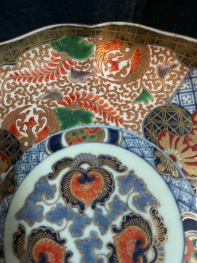 古伊万里　色絵金彩　大皿　直径31センチ×高さ4.9センチ　江戸後期