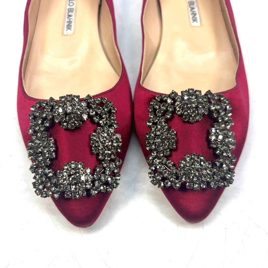 MANOLO BCAHNIK マノロブラニク　ハンギシ　サテン　フラットシューズ