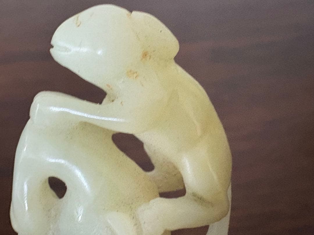 石？玉？の中国的置物　瓢箪に鼠　中国美術　5cm強　26g