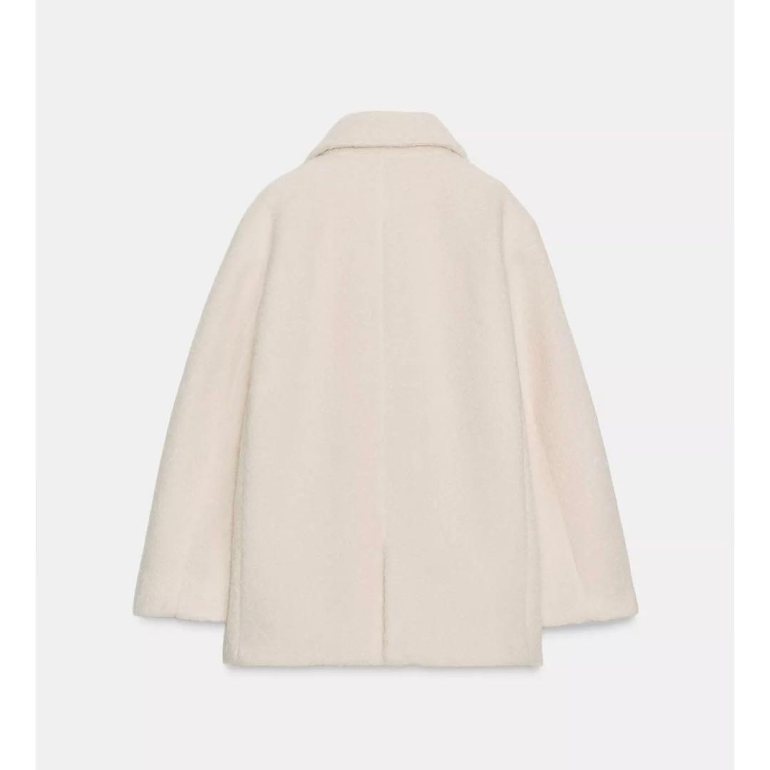 新品タグ付き ZARA ブークレダブルブレストミディ丈コート M