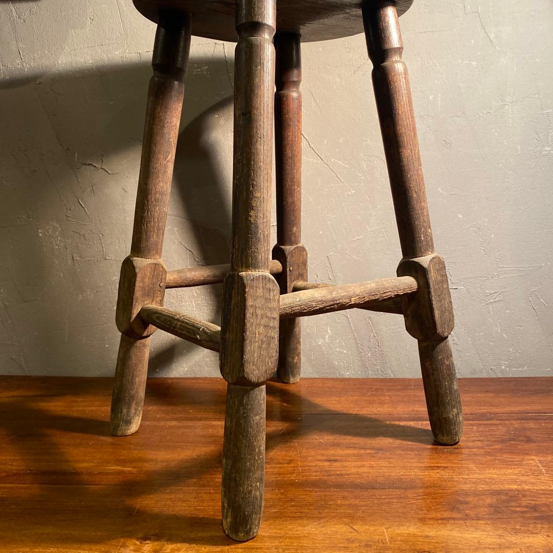 時代物 木製スツール アンティーク 古家具 古道具 丸椅子 花台 骨董品