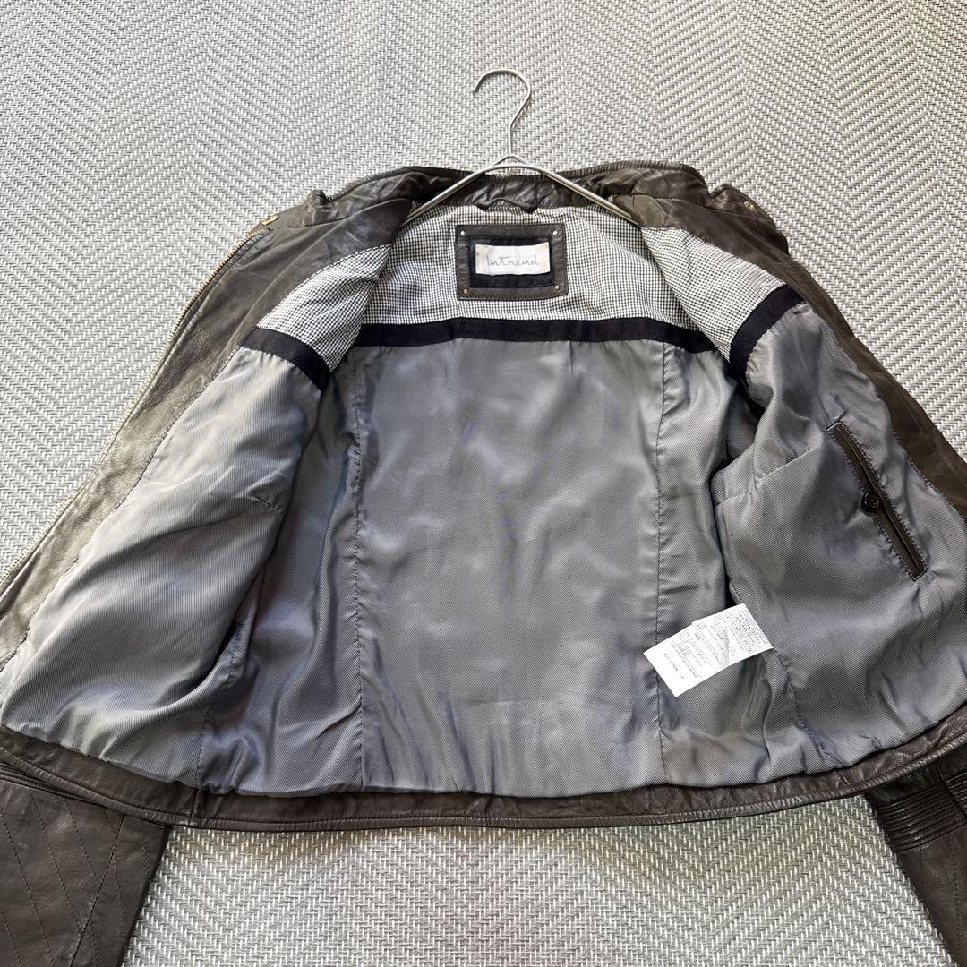 MaxMara Intrend 羊革 ノーカラージャケット シングルライダース