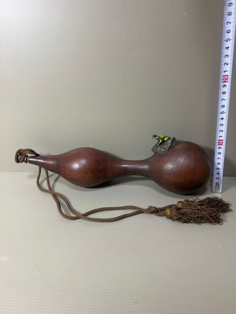 2134  時代提げ物　古瓢箪　徳利　カエル　時代物