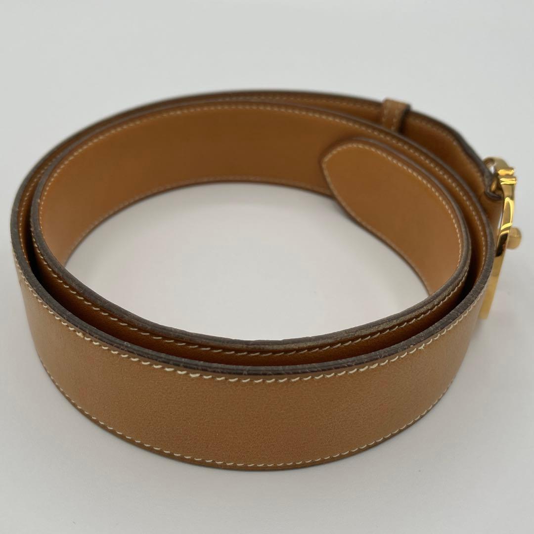 HERMES エルメス　ベルト　ブラウン　レザー◯G刻印　ゴールド金具
