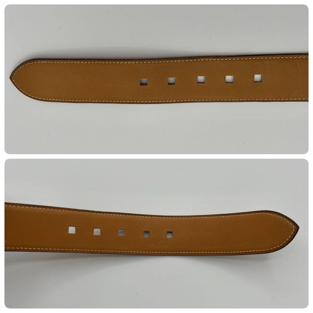 HERMES エルメス　ベルト　ブラウン　レザー◯G刻印　ゴールド金具