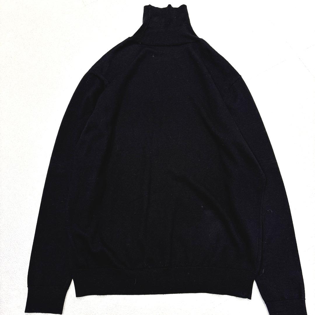 【美品/メンズL】パパス　カシミヤ　コットン　タートルネック　ニット　ブラック