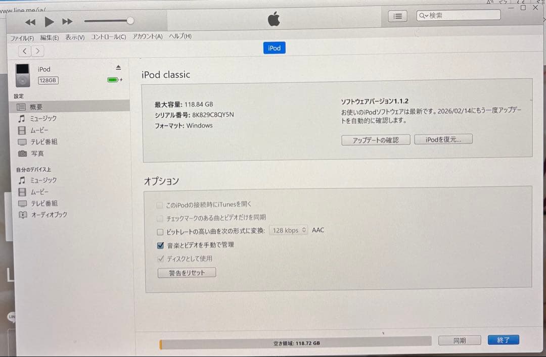 iPod Classic MB029J 第6世代 SD化 128gb