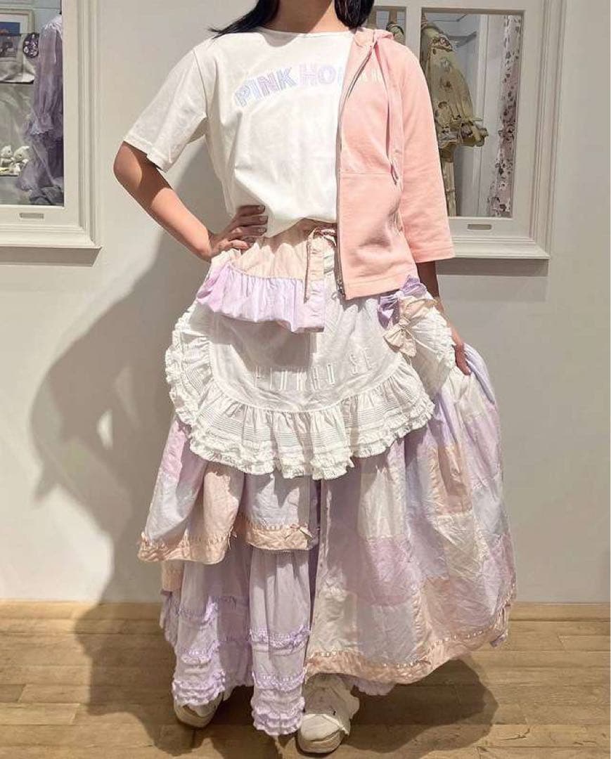 pink house ロゴ刺繍エプロン　白