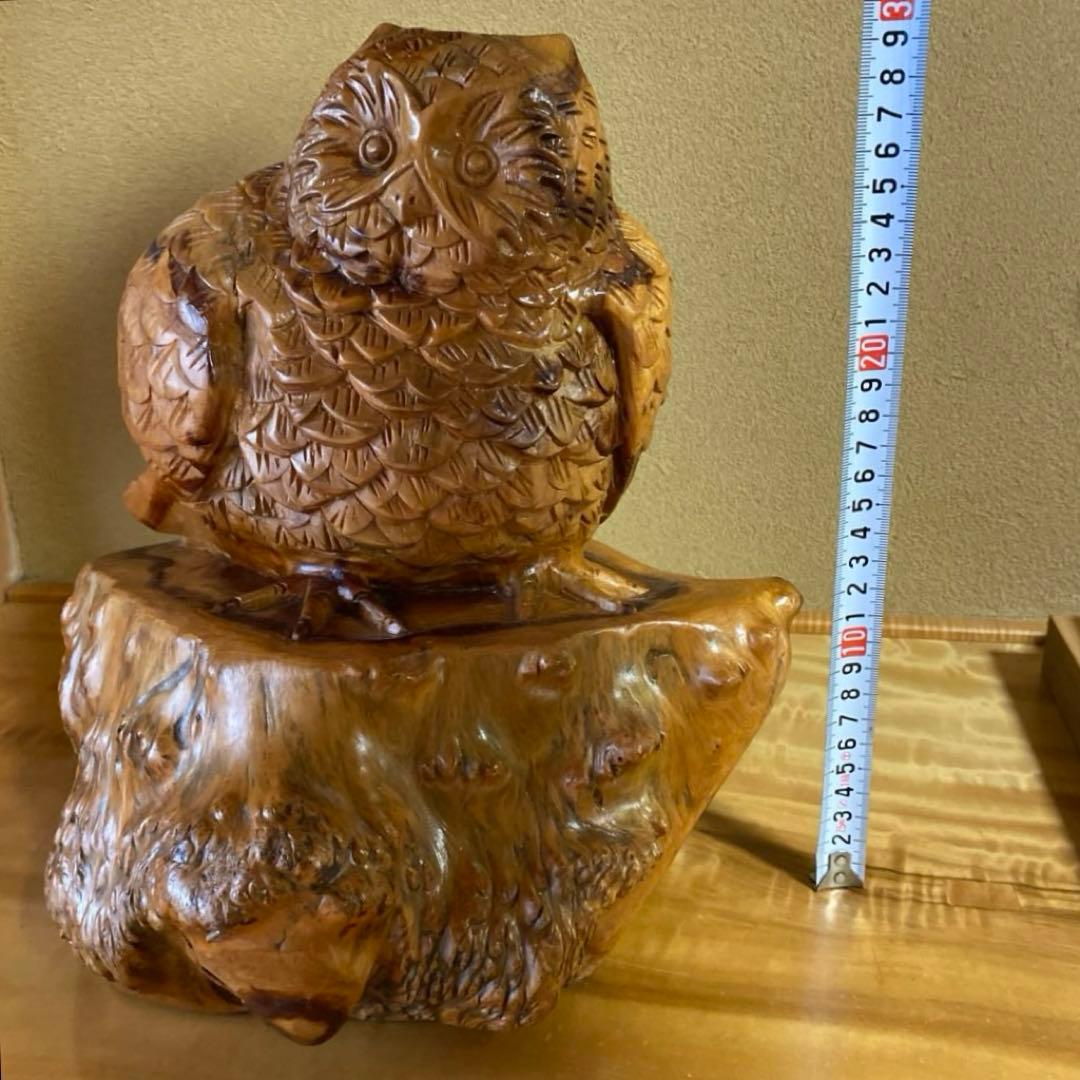 アーリー様リクエスト‼️ 木彫りのフクロウ　縁起物　置き物　インテリア オブジェ
