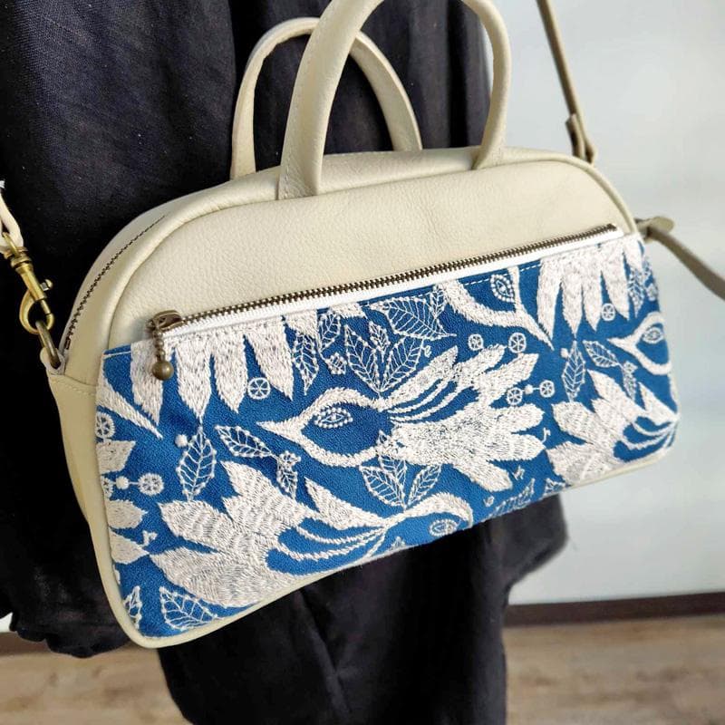 【SALE】ミナペルホネン/carnival カーニバルブルー/ラウンドボストン