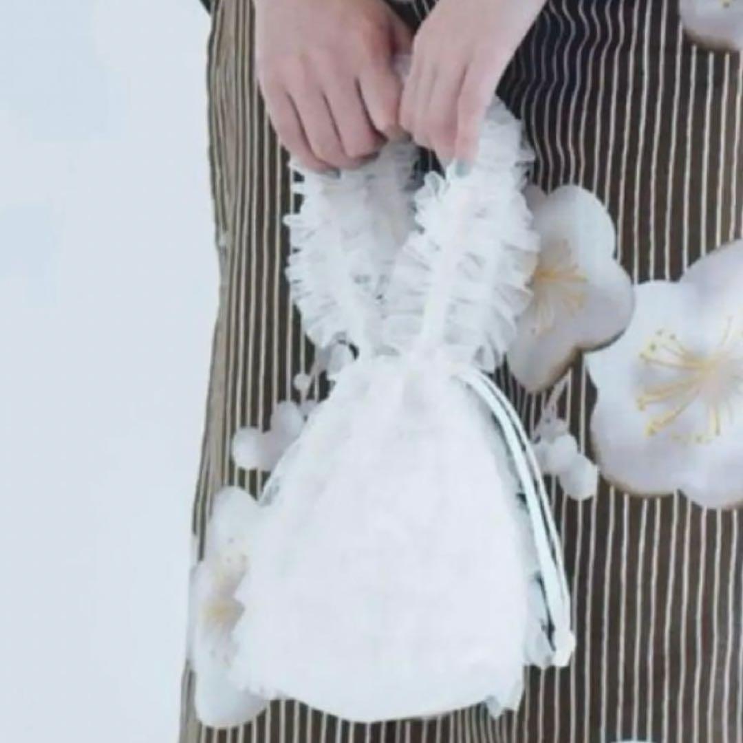 heather 浴衣　菊ホワイト　チュールバッグバッグ　セット