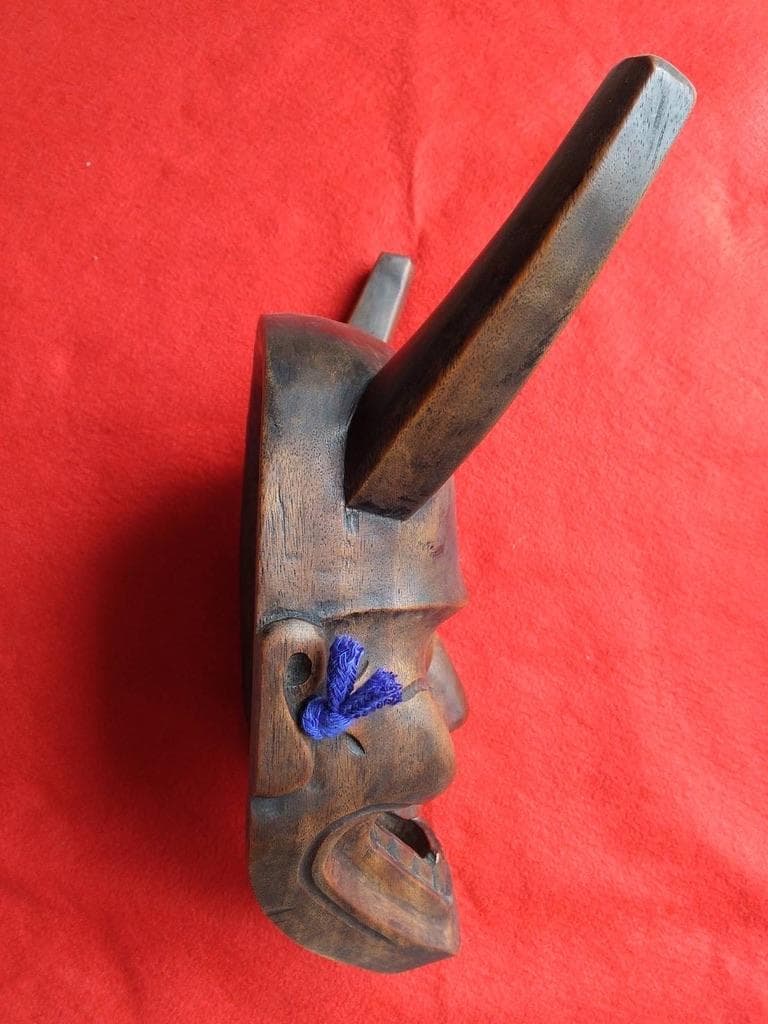 最終お値下げ　鬼面　般若木彫りお面　魔除け　開運