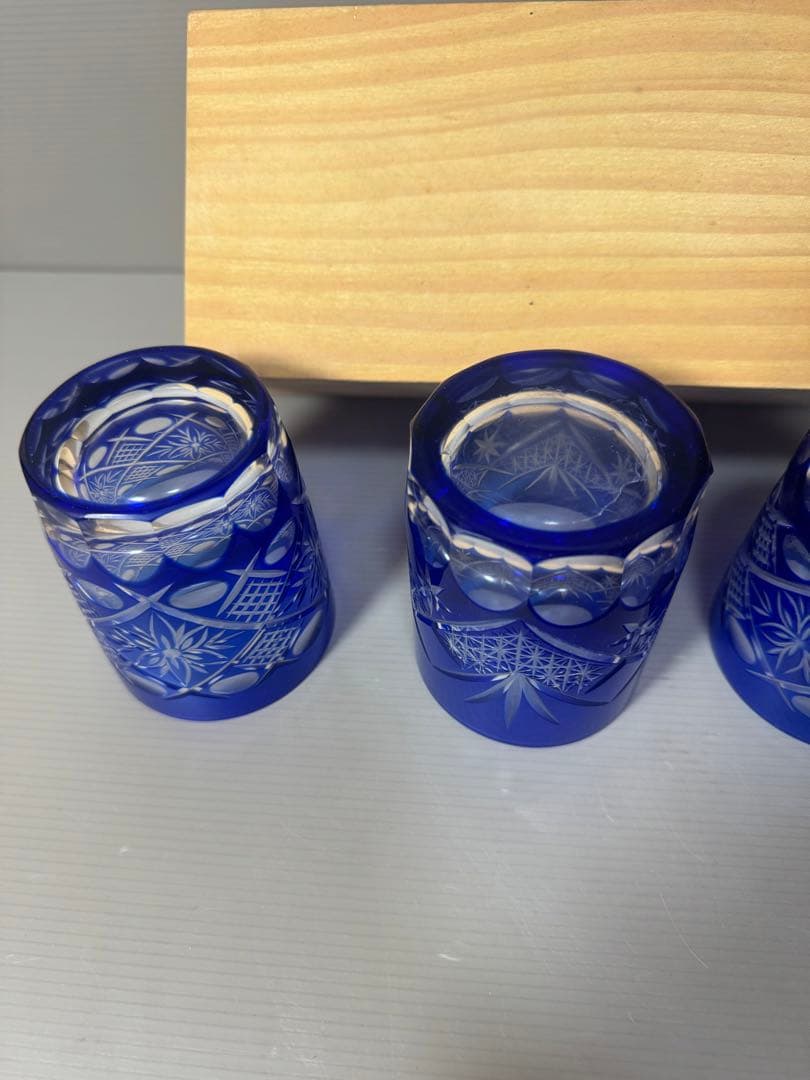 2176 愛文　切子硝子　グラス　5客　未使用