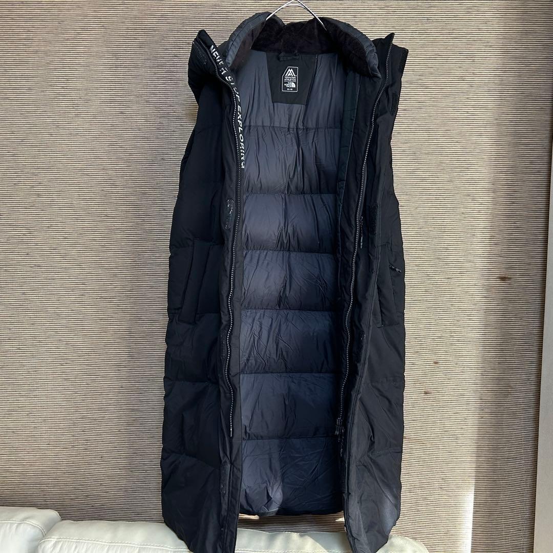 【ノースフェイス】ロングダウンコート　ベンチコート　XSブラック黒　刺繍　F5