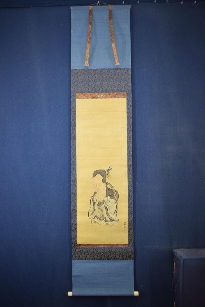 【真作】狩野元仙/寿老人図/七福神の一人/掛軸☆宝船☆Z-75　JM