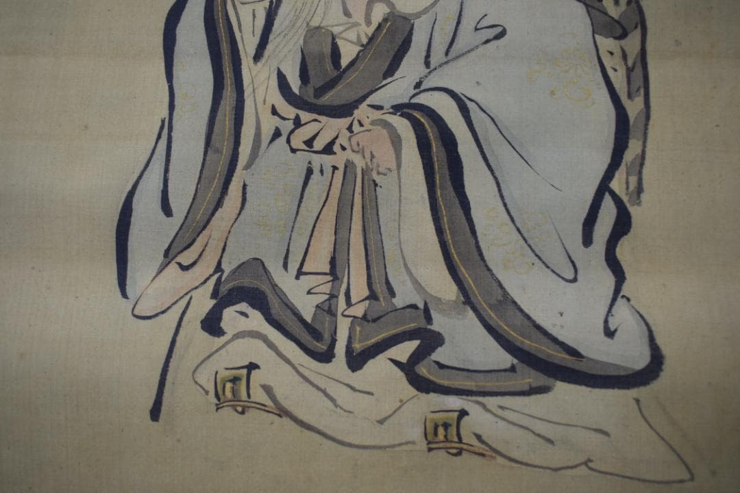 【真作】狩野元仙/寿老人図/七福神の一人/掛軸☆宝船☆Z-75　JM