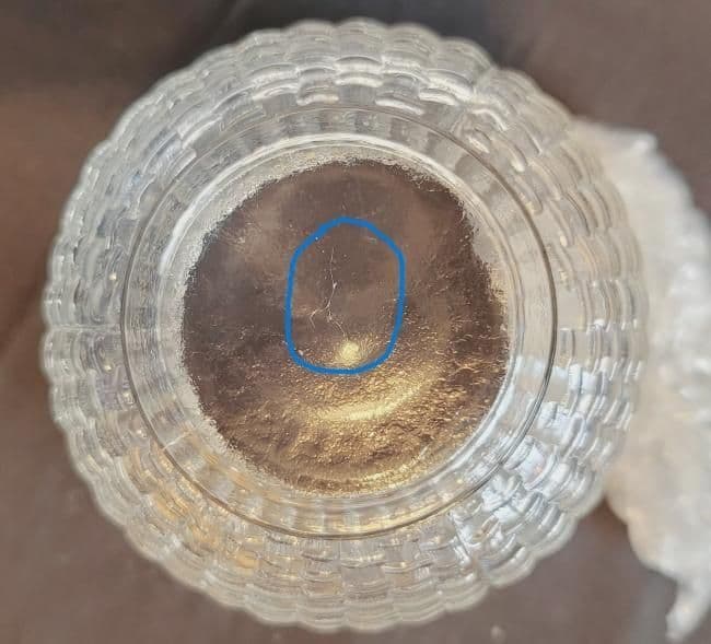 ナンタケットバスケット・ガラス・キャンディーポット・底にヒビ有