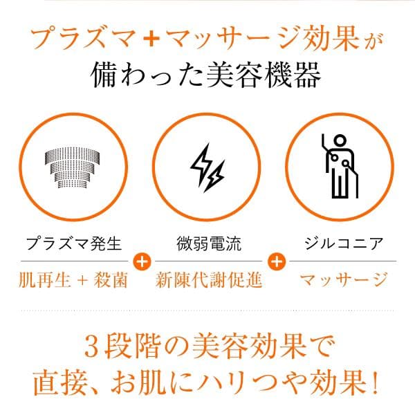 プラズマと微弱電流でリフトケア・ハリ、トーンに効くオールインワン美容機器です。