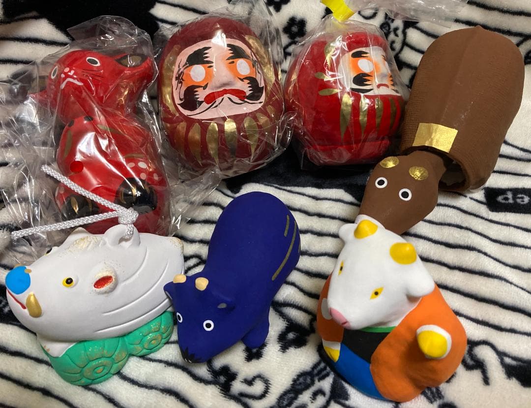 無印良品 福缶 縁起物7体セット「張子うしなすび/巴久張子/開運招き丑/他」