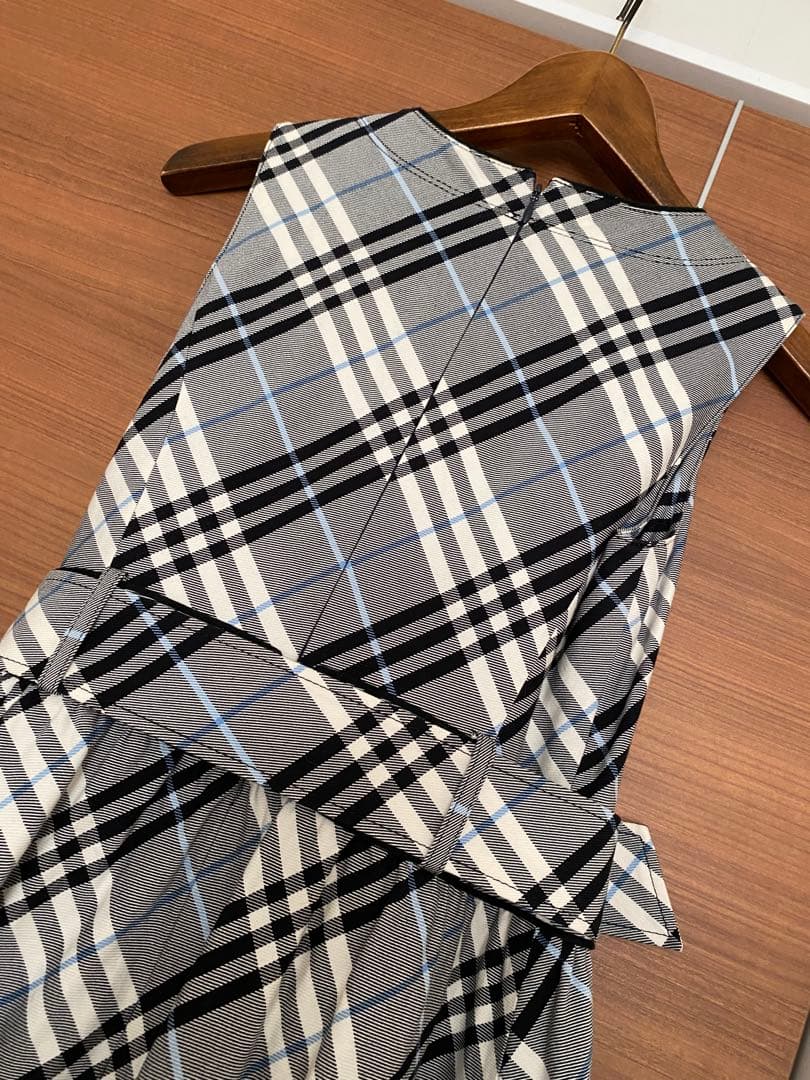 バーバリーブルーレーベル★ノバチェック柄Aラインワンピース ベルト付き