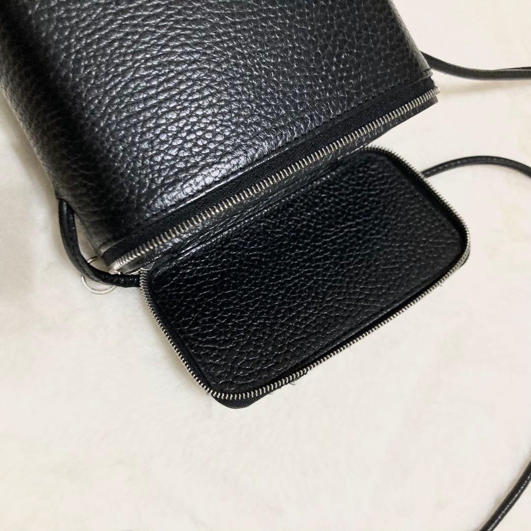 Aeta ボックスショルダーバッグ　ブラック　レザー