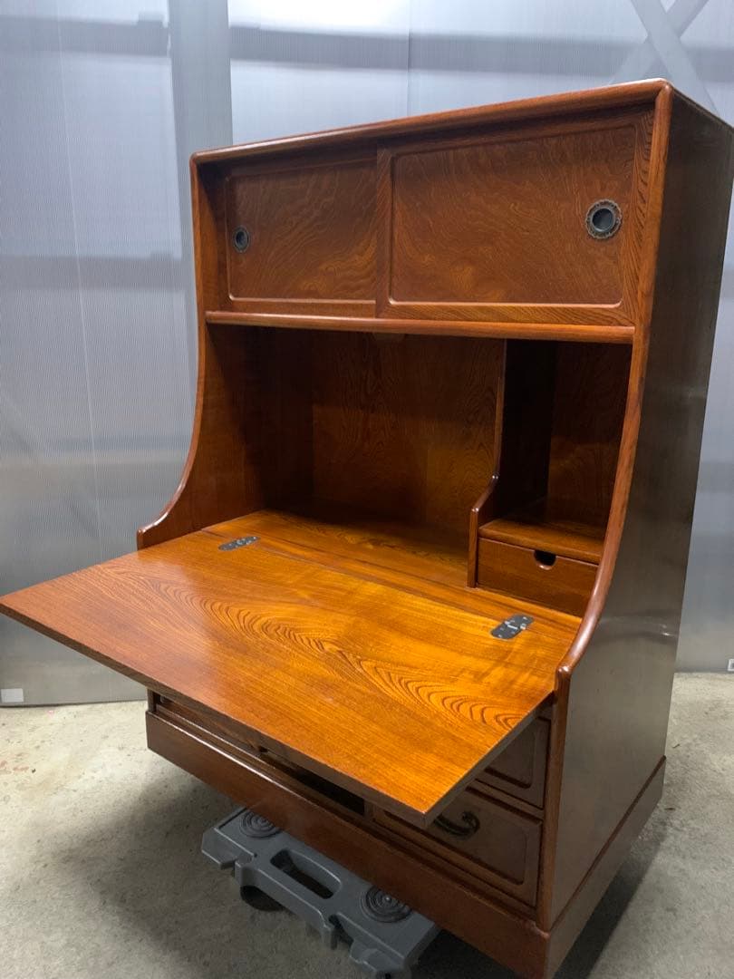 天然木 ライティングデスク ライティングビューロ 幅78 奥28.5 高104