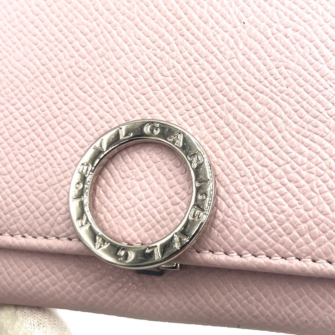 【極美品】ブルガリ 名刺入れ ビーゼロワン ロゴクリップ レザー ピンク