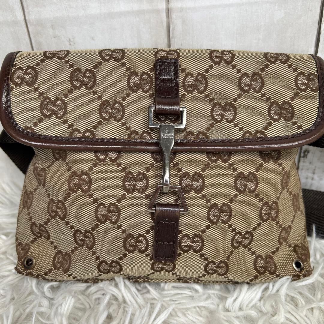 GUCCI GGキャンバス ジャッキー ウエストバッグ ボディーバッグ　茶色