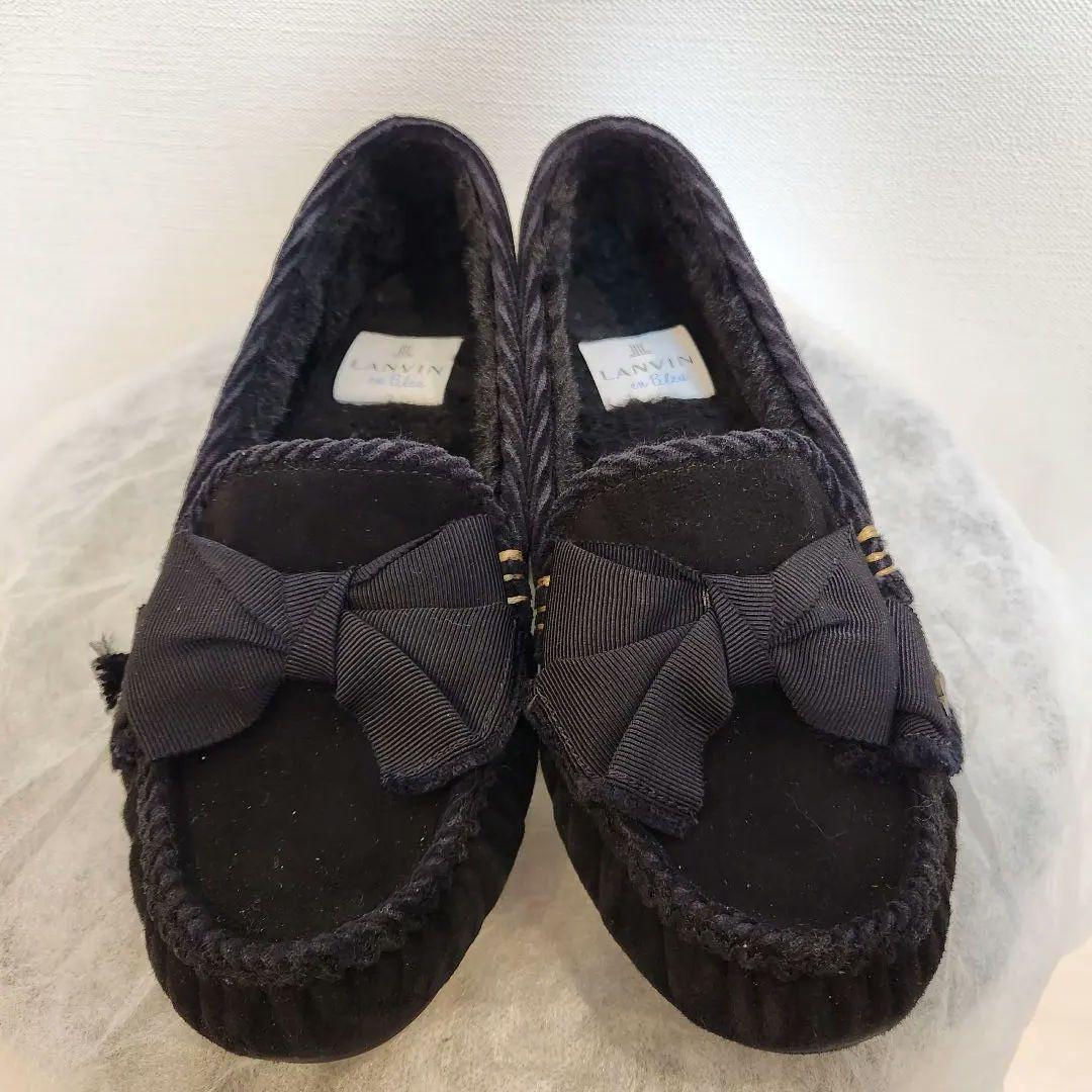 「お正月値下げ」美品/23cm/ランバンオンブルー／リボンモチーフボアモカシン