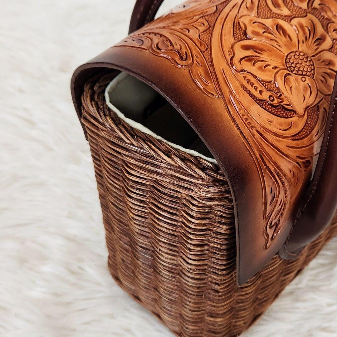 《未使用》グレースコンチネンタル カービングトライブス かごバッグ