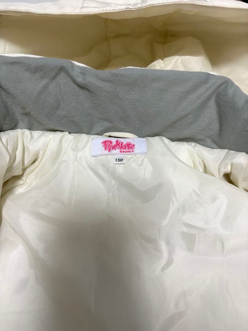 新品スキースノボウェア150サイズ調整可能上下セットセパレート白黒ピンクラテ