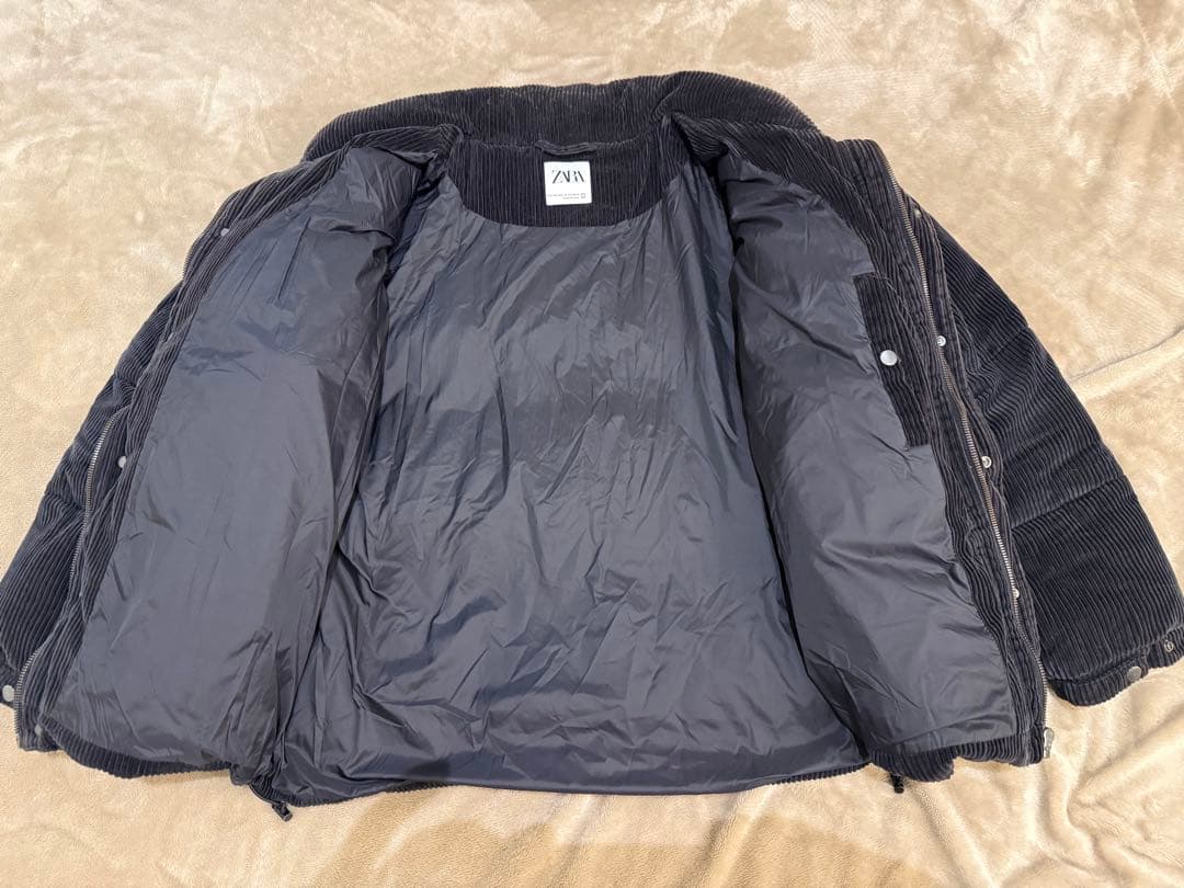 【Chfhrto1】ZARA コーデュロイ ダウンジャケット ブラック