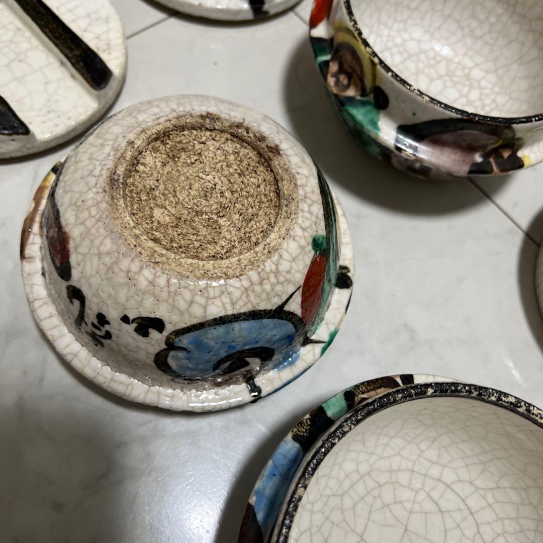 乾山　京焼　達磨　釜型　色絵　6客セット　アンティーク　骨董　尾形乾山　向付