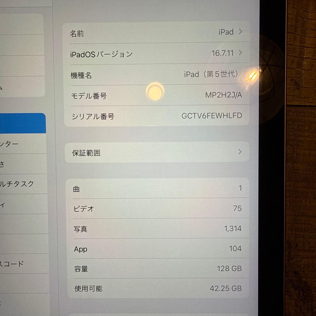 iPad 第5世代 Wi-Fiモデル　128GB