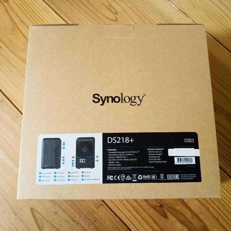 Synology DS218+ メモリ計6GB WD Red HDD 計12TB